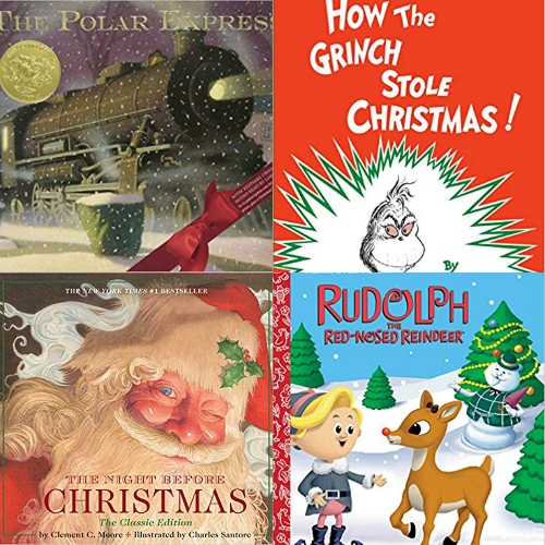 Christmas books collage