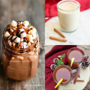 collage of hot christmas drinks
