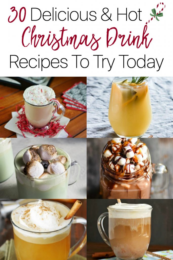 collage of hot christmas drinks recipes