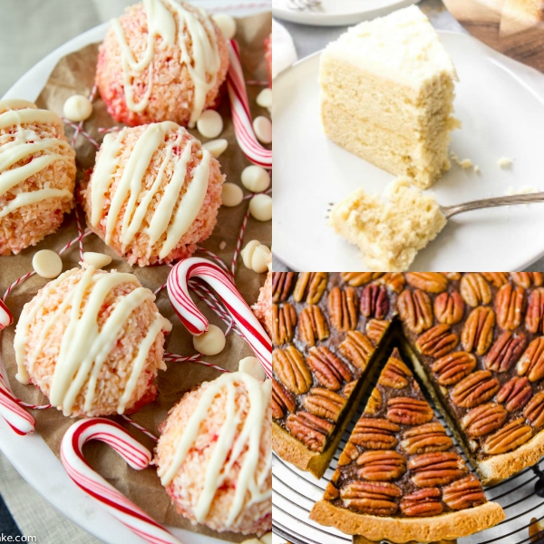 collage of gluten-free christmas desserts