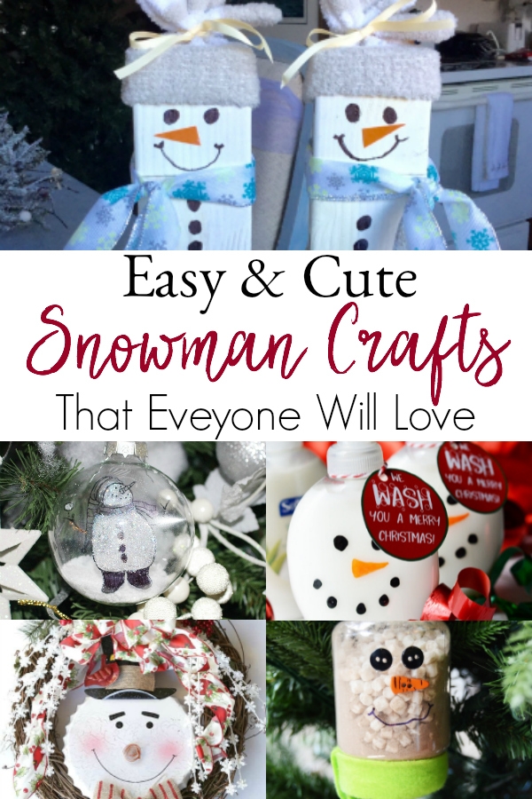 collage of snowman crafts