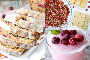 collage of cranberry recipes