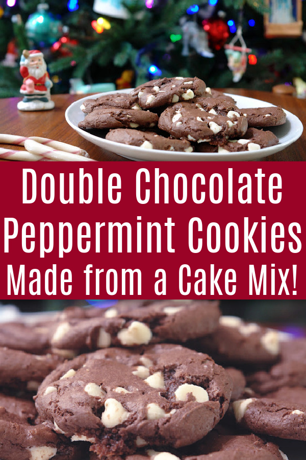 collage of double chocolate peppermint cookies