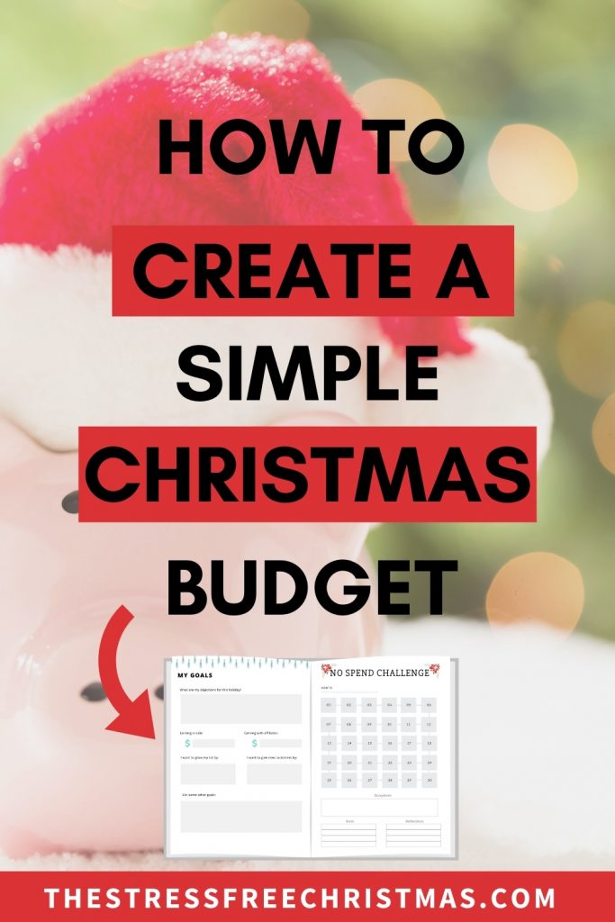 christmas piggy bank with text how to create a simple christmas budget