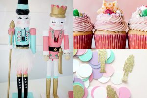 collage of nutcracker party supplies