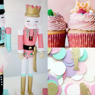 collage of nutcracker party supplies