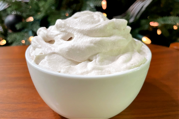 cereal milk whipped cream in white bowl