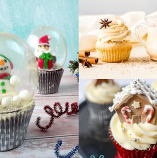 collage of christmas cupcakes