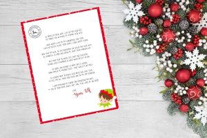 elf on the shelf return letter on christmas background