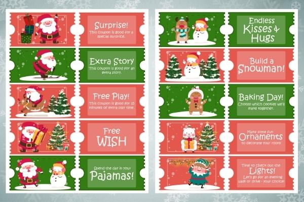 christmas coupons upclose on christmas background