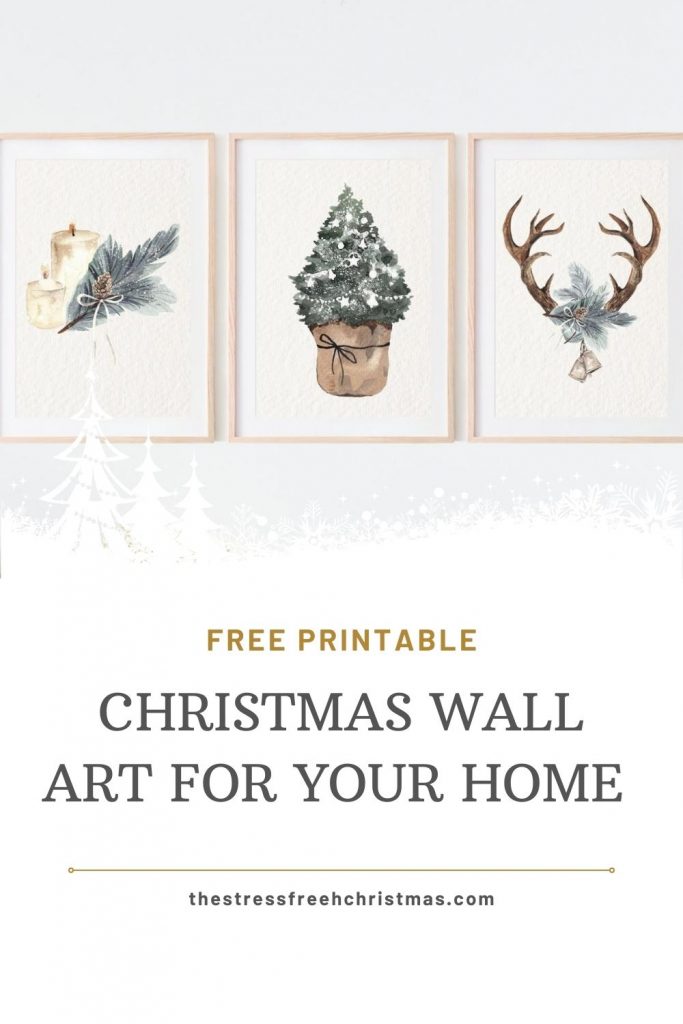 three framed Christmas wall art prints