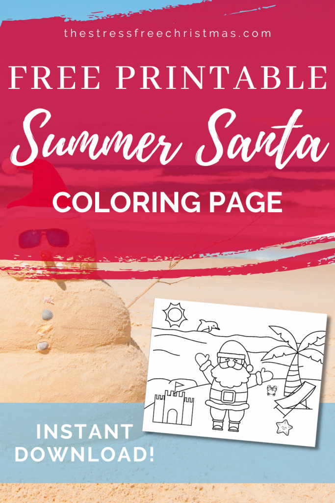 sand snowman with text overlay free printable summer santa coloring page
