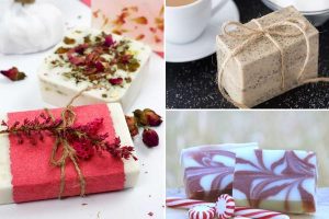 collage of homemade soap