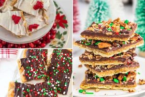 collage of three Christmas crack recipes