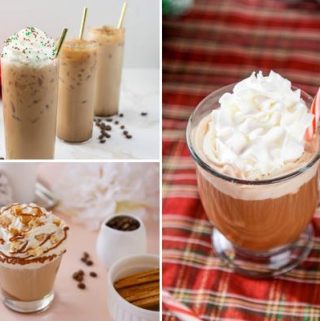 collage of starbucks christmas drink copycat recipes