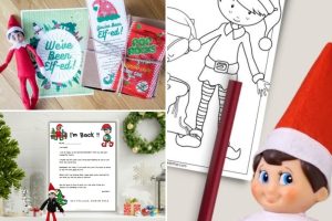 collage with elf on the shelf printables