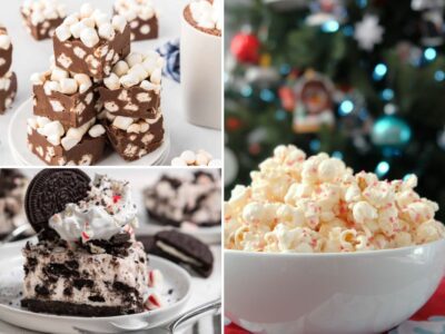 collage of no-bake christmas desserts