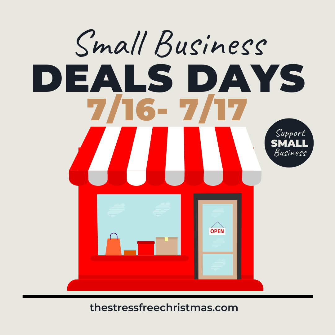 graphic with little shop with text small business deals days 7/16- 7/17