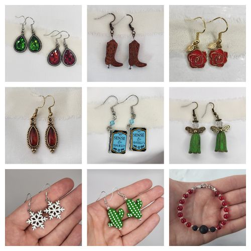 collage of earrings
