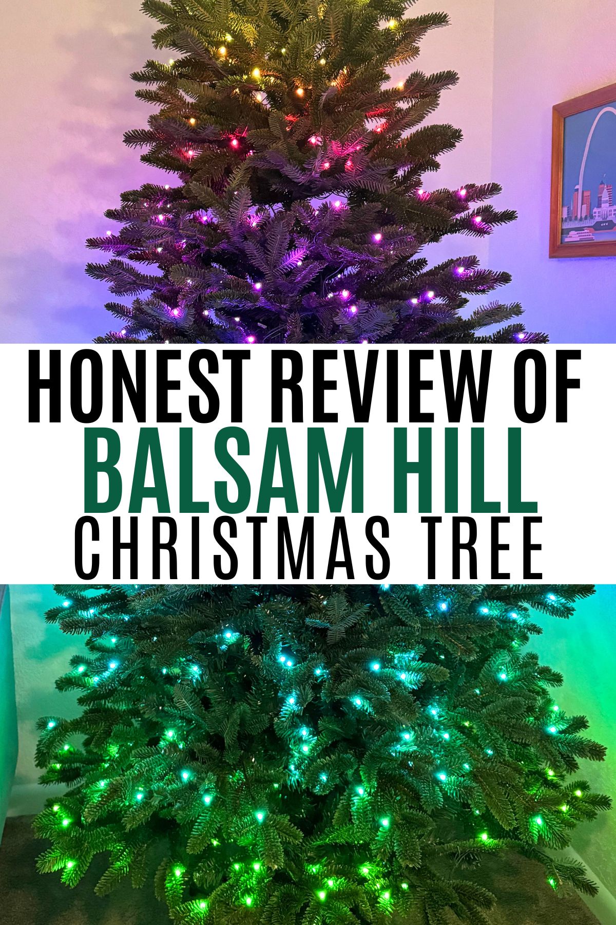 Balsam Hill Fraser Fir Tree with text honest review of Balsam Hill Christmas Tree