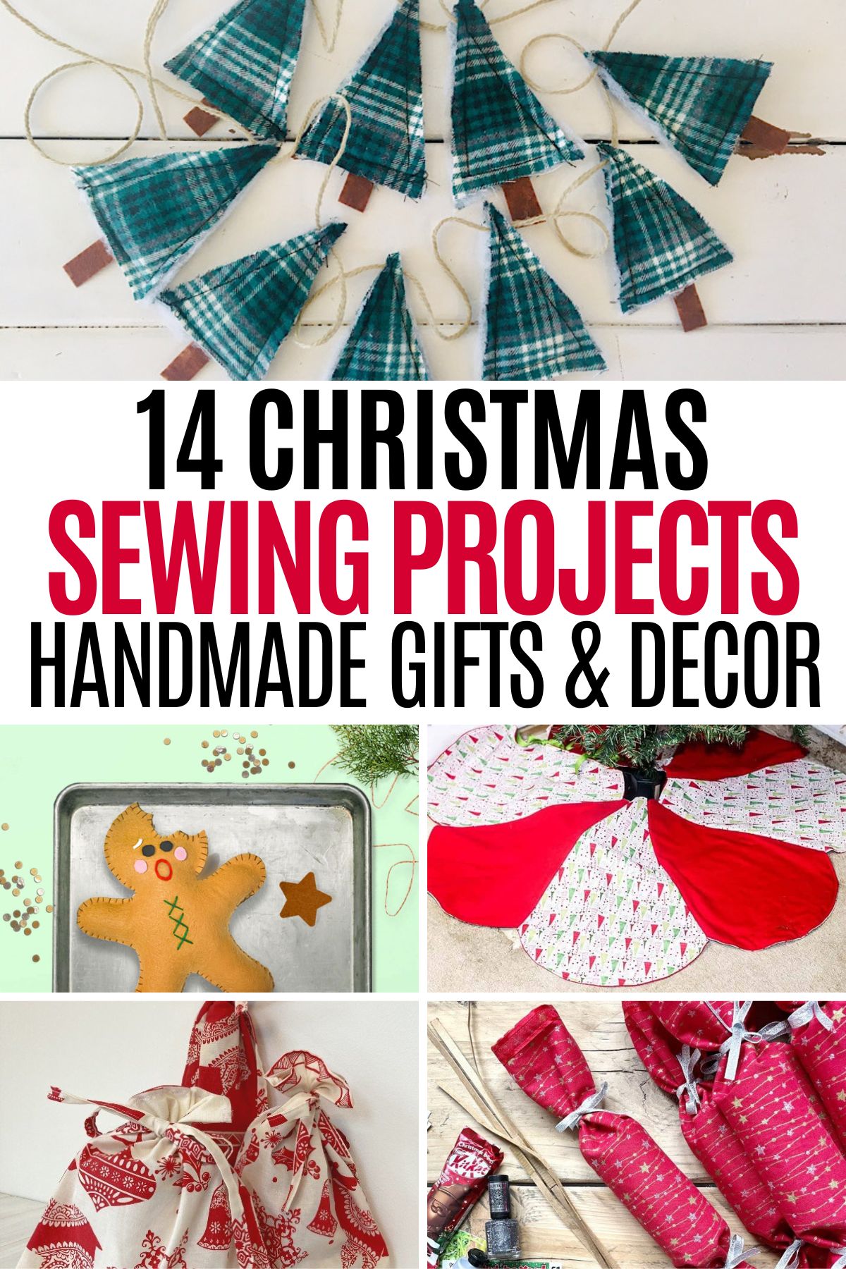 collage of Christmas sewing projects