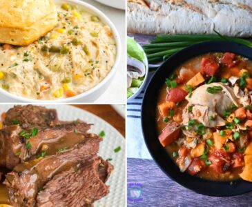 Collage of winter slow cooker dishes